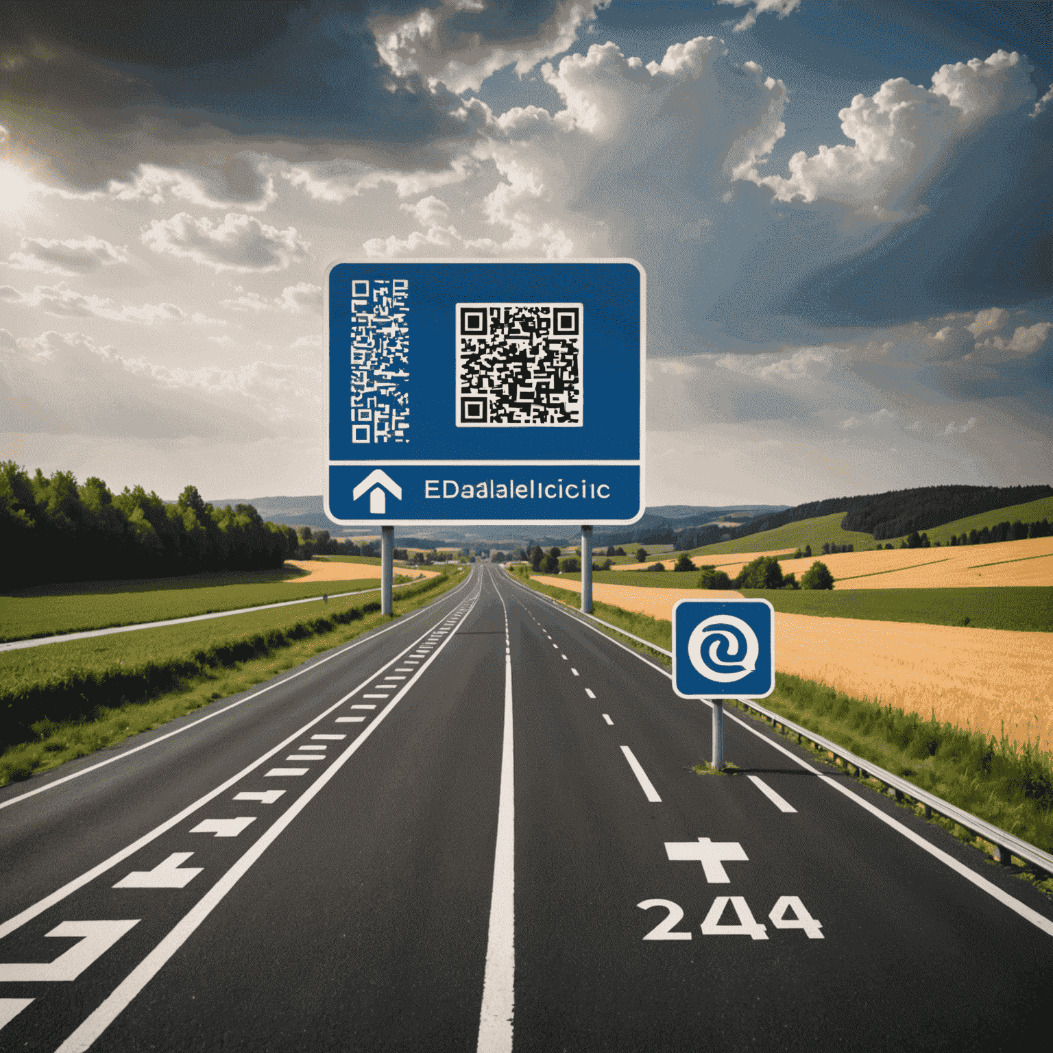 Vizualizace elektronické dálniční známky s logem edalnice.cz a QR kódem